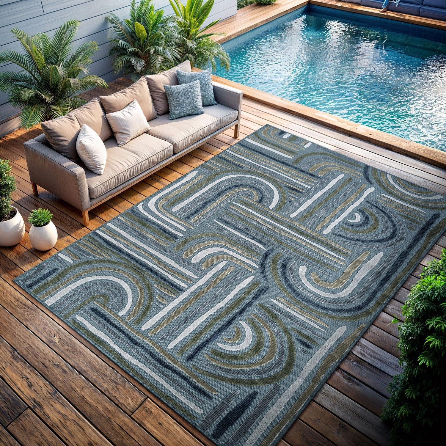 image:imageCAMILSON Runner Outdoor Rugs Oriental Retro Traditional Floral Medallion Area Rug 2x7 NonShedding Stain Resistant Indoor Carpet for Bathroom Hallway Kitchen Office 2 x 7 Beige3004 Aqua