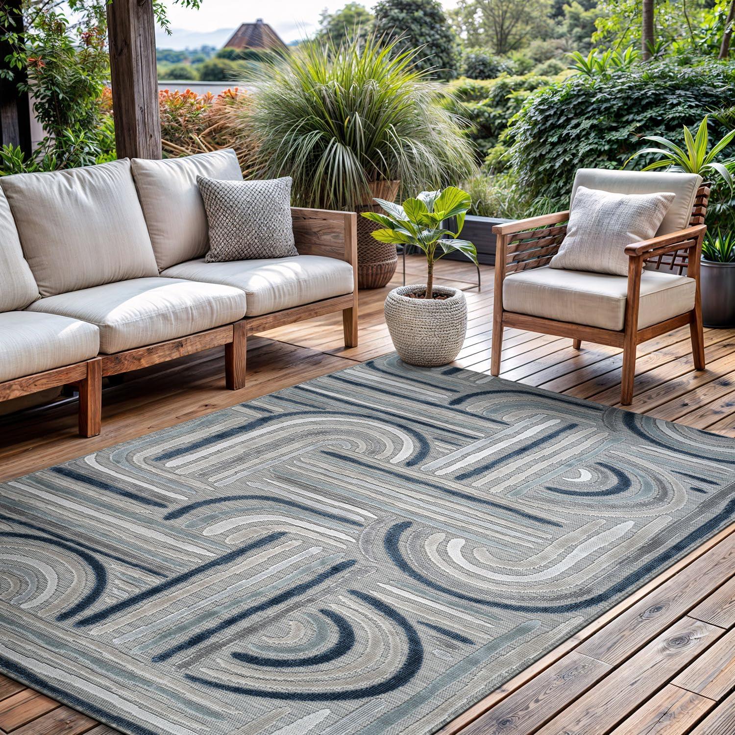 image:imageCAMILSON Runner Outdoor Rugs Oriental Retro Traditional Floral Medallion Area Rug 2x7 NonShedding Stain Resistant Indoor Carpet for Bathroom Hallway Kitchen Office 2 x 7 Beige3004 Blue