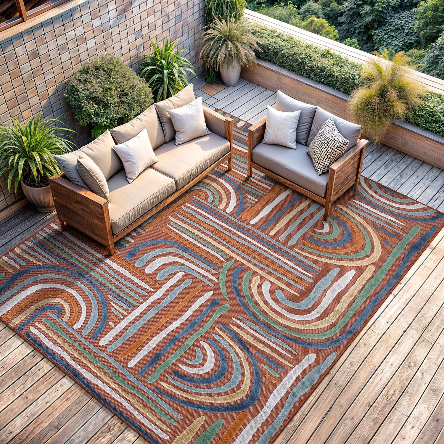image:imageCAMILSON Runner Outdoor Rugs Oriental Retro Traditional Floral Medallion Area Rug 2x7 NonShedding Stain Resistant Indoor Carpet for Bathroom Hallway Kitchen Office 2 x 7 Beige3004 Orange