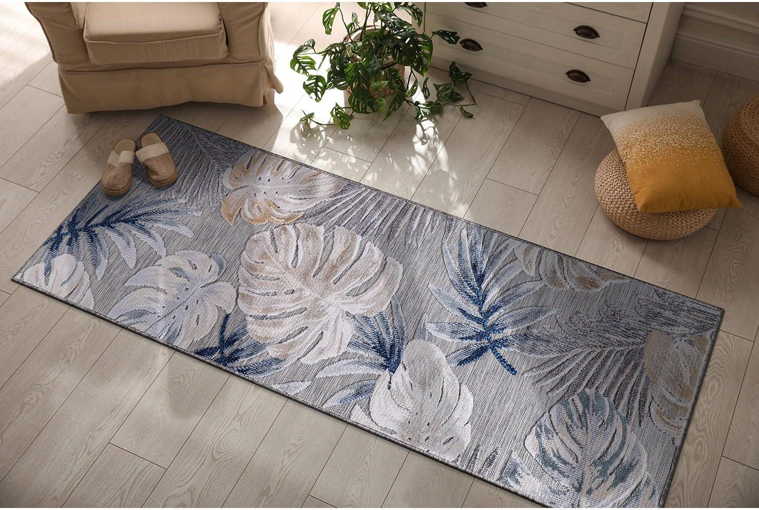image:imageCAMILSON Runner Outdoor Rugs Oriental Retro Traditional Floral Medallion Area Rug 2x7 NonShedding Stain Resistant Indoor Carpet for Bathroom Hallway Kitchen Office 2 x 7 Beige3002 Blue