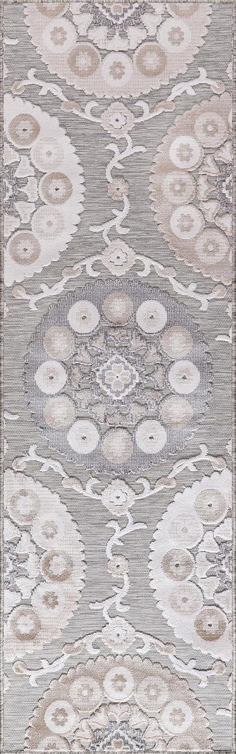 image:imageCAMILSON Runner Outdoor Rugs Oriental Retro Traditional Floral Medallion Area Rug 2x7 NonShedding Stain Resistant Indoor Carpet for Bathroom Hallway Kitchen Office 2 x 7 Beige3003 Beige