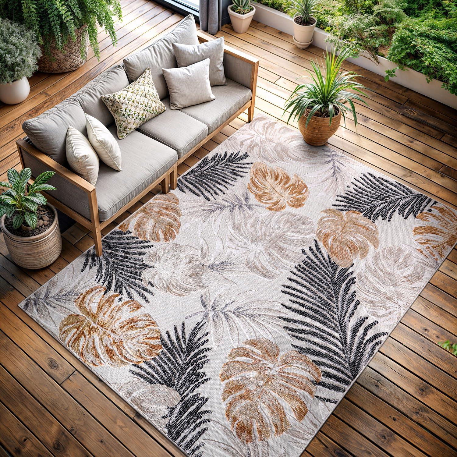 image:imageCAMILSON Runner Outdoor Rugs Oriental Retro Traditional Floral Medallion Area Rug 2x7 NonShedding Stain Resistant Indoor Carpet for Bathroom Hallway Kitchen Office 2 x 7 Beige3002 Yellow