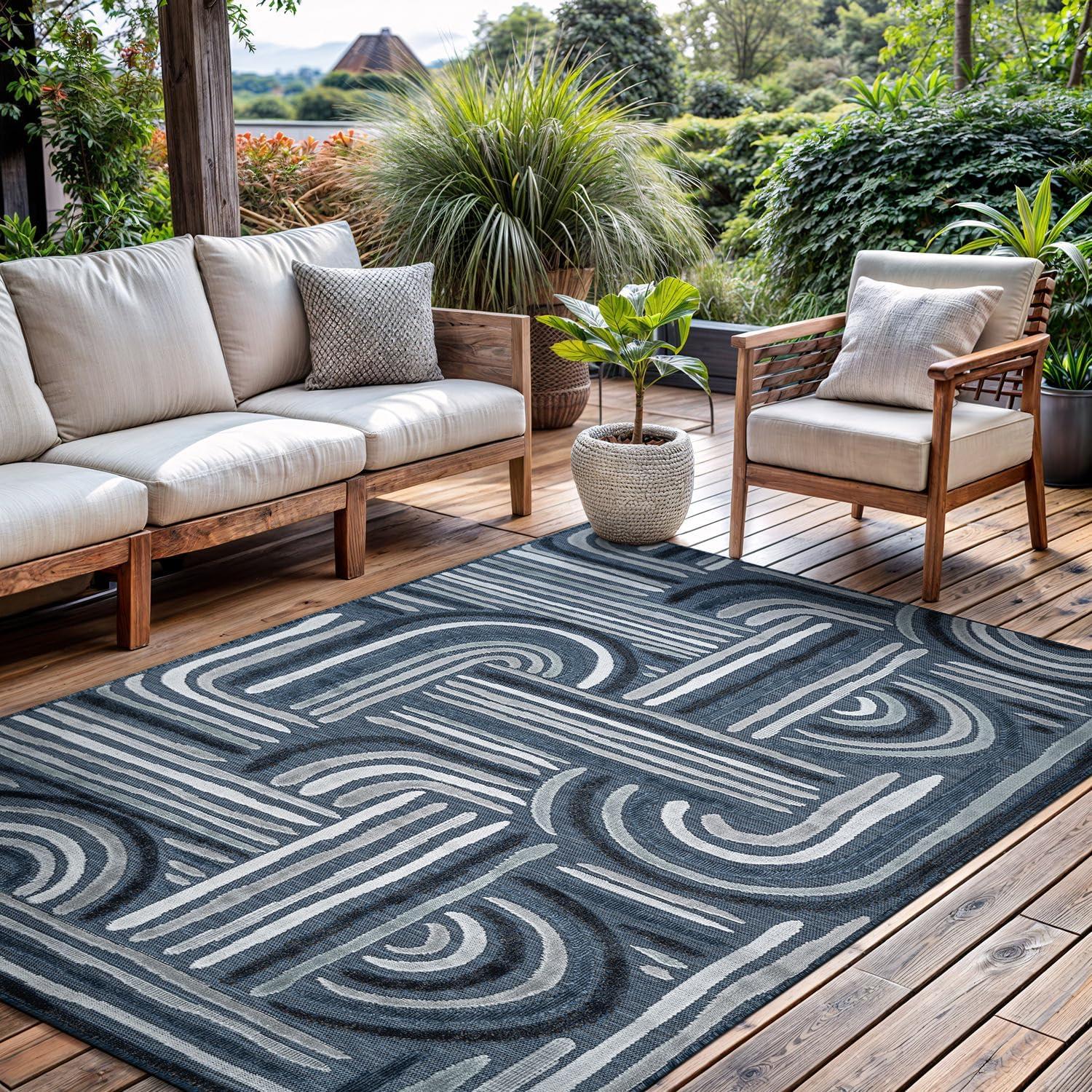 image:imageCAMILSON Runner Outdoor Rugs Oriental Retro Traditional Floral Medallion Area Rug 2x7 NonShedding Stain Resistant Indoor Carpet for Bathroom Hallway Kitchen Office 2 x 7 Beige3004 Navy
