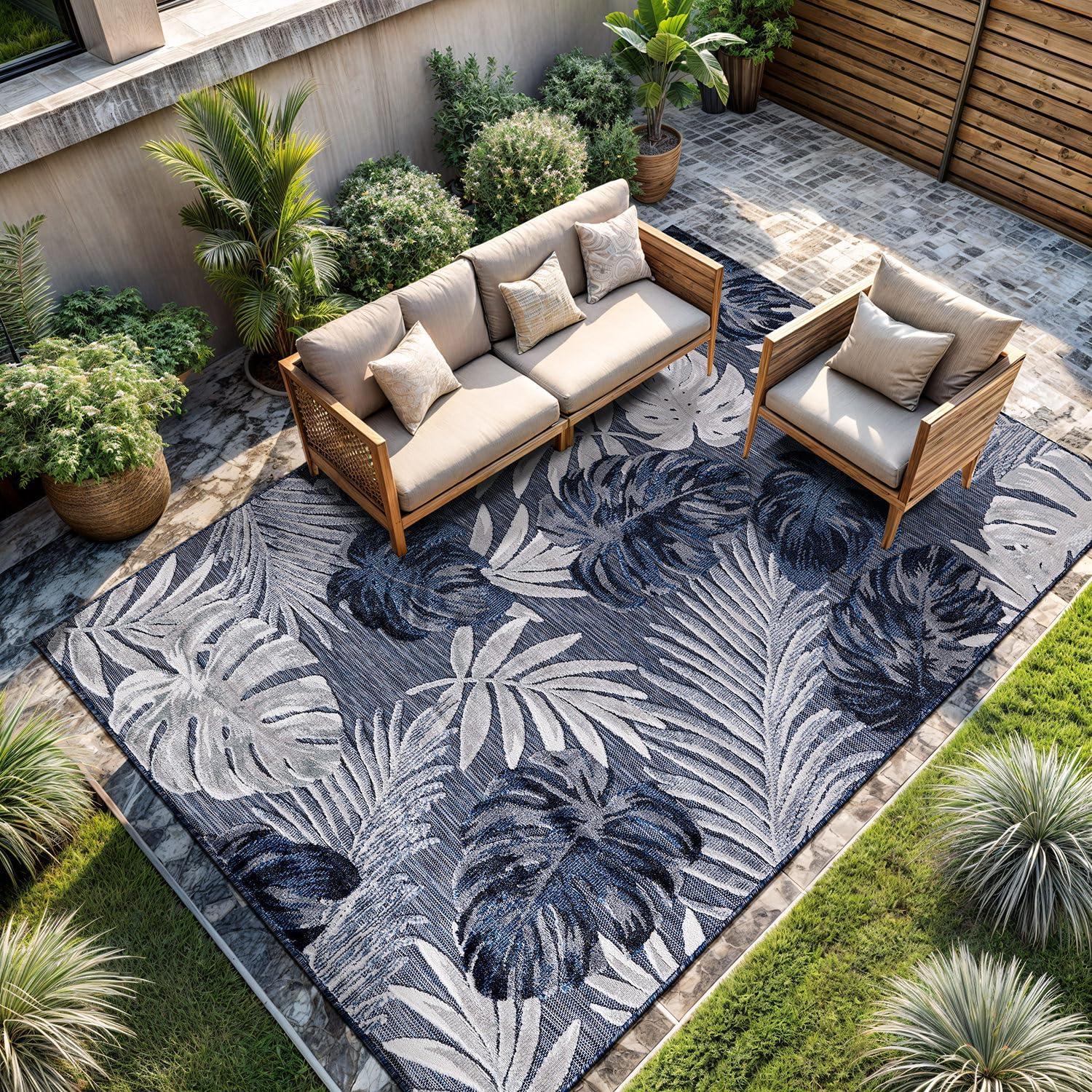 image:imageCAMILSON Runner Outdoor Rugs Oriental Retro Traditional Floral Medallion Area Rug 2x7 NonShedding Stain Resistant Indoor Carpet for Bathroom Hallway Kitchen Office 2 x 7 Beige3002 Navy
