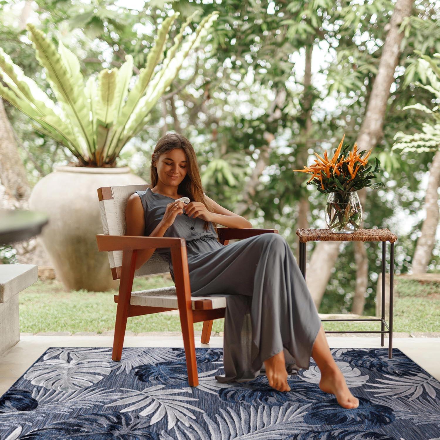 image:imageCAMILSON Runner Outdoor Rugs Oriental Retro Traditional Floral Medallion Area Rug 2x7 NonShedding Stain Resistant Indoor Carpet for Bathroom Hallway Kitchen Office 2 x 7 Beige3002 Navy