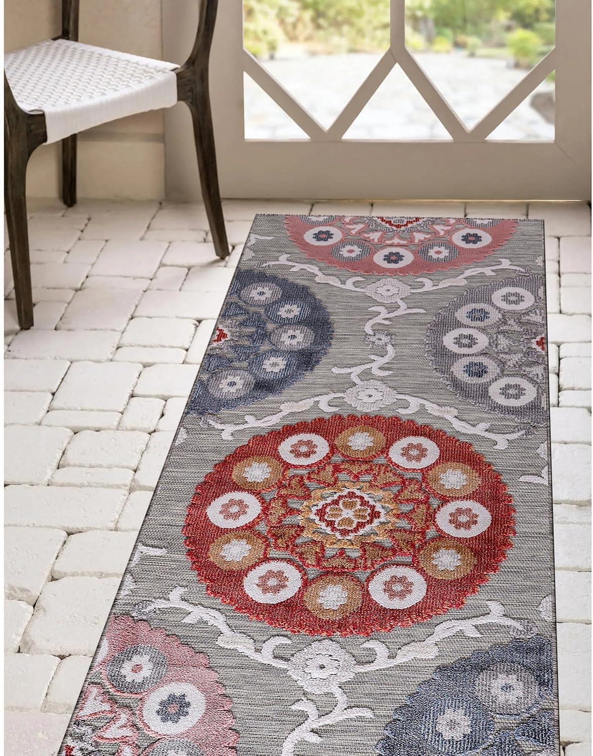 image:imageCAMILSON Runner Outdoor Rugs Oriental Retro Traditional Floral Medallion Area Rug 2x7 NonShedding Stain Resistant Indoor Carpet for Bathroom Hallway Kitchen Office 2 x 7 Beige3003 Multi Color