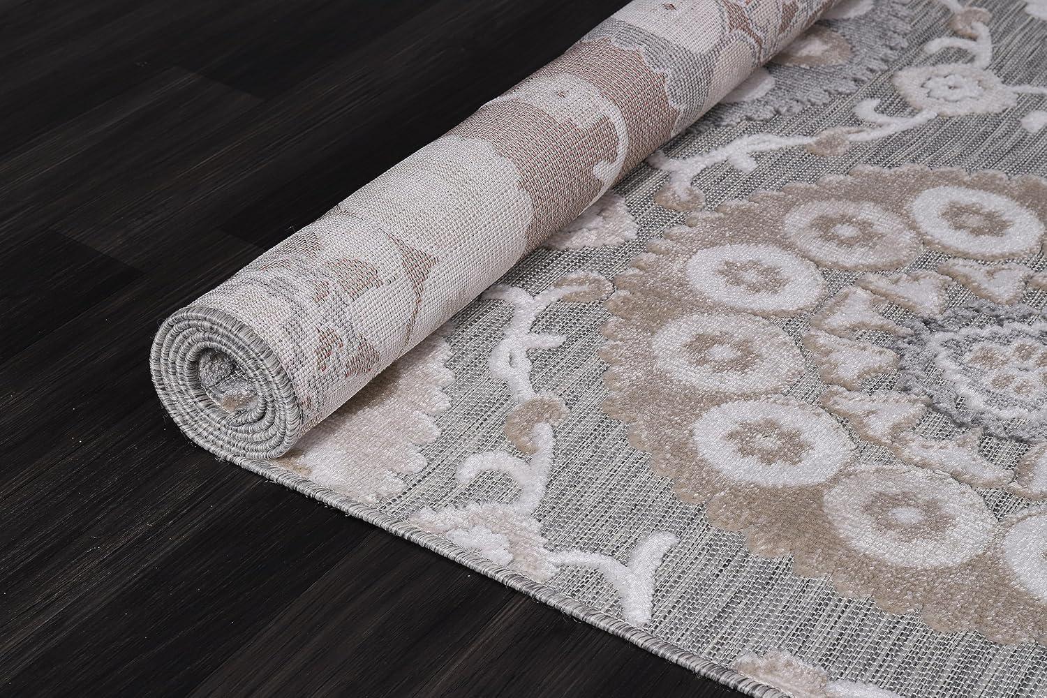 image:imageCAMILSON Runner Outdoor Rugs Oriental Retro Traditional Floral Medallion Area Rug 2x7 NonShedding Stain Resistant Indoor Carpet for Bathroom Hallway Kitchen Office 2 x 7 Beige3003 Beige