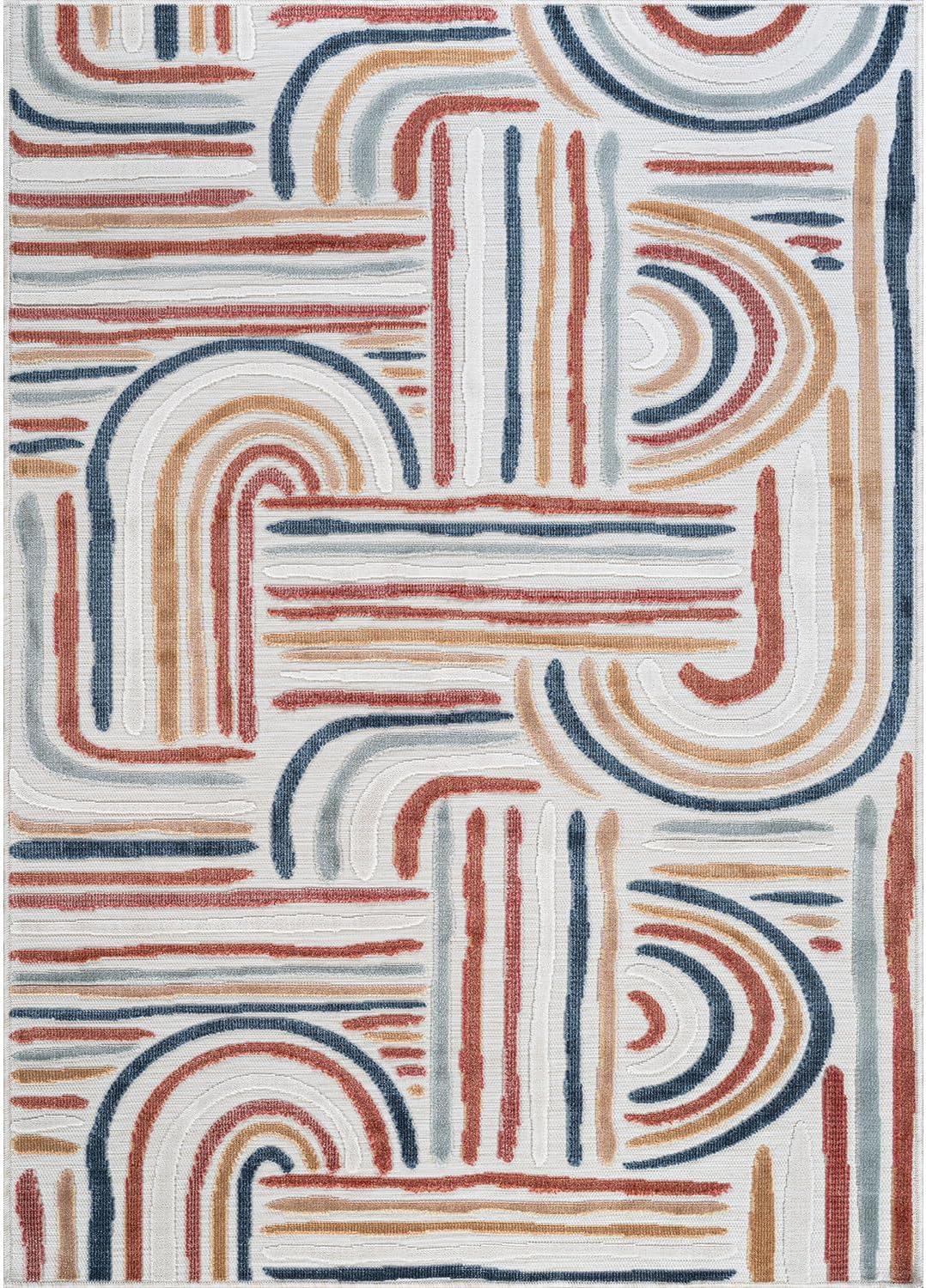 image:imageCAMILSON Runner Outdoor Rugs Oriental Retro Traditional Floral Medallion Area Rug 2x7 NonShedding Stain Resistant Indoor Carpet for Bathroom Hallway Kitchen Office 2 x 7 Beige3004 Multicolor