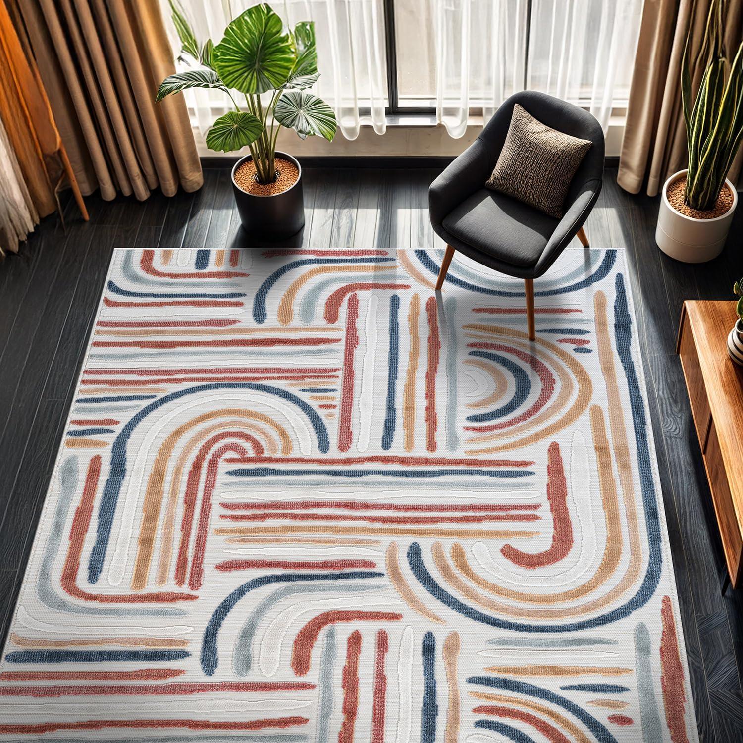 image:imageCAMILSON Runner Outdoor Rugs Oriental Retro Traditional Floral Medallion Area Rug 2x7 NonShedding Stain Resistant Indoor Carpet for Bathroom Hallway Kitchen Office 2 x 7 Beige3004 Multicolor