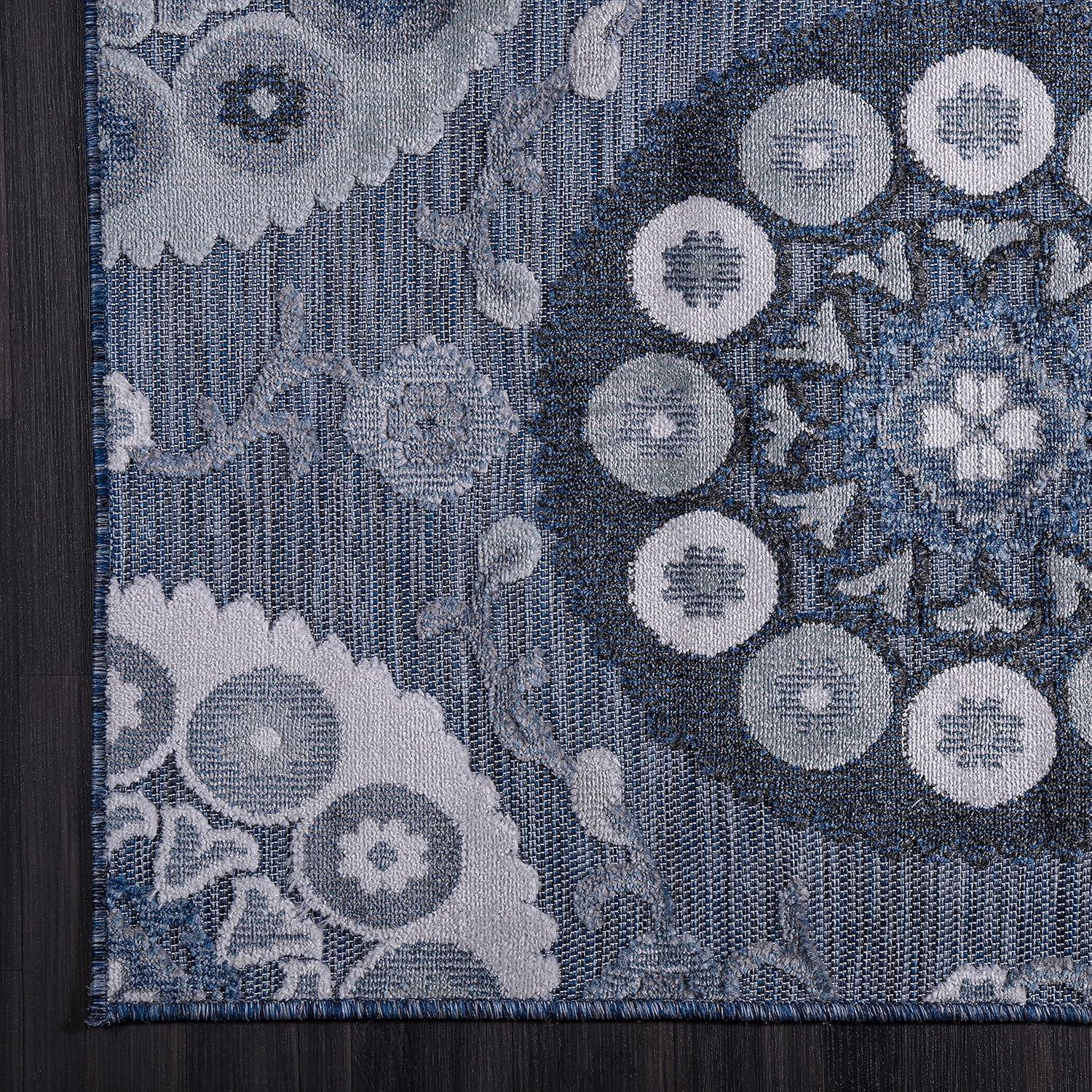 image:imageCAMILSON Runner Outdoor Rugs Oriental Retro Traditional Floral Medallion Area Rug 2x7 NonShedding Stain Resistant Indoor Carpet for Bathroom Hallway Kitchen Office 2 x 7 Beige3003 Navy