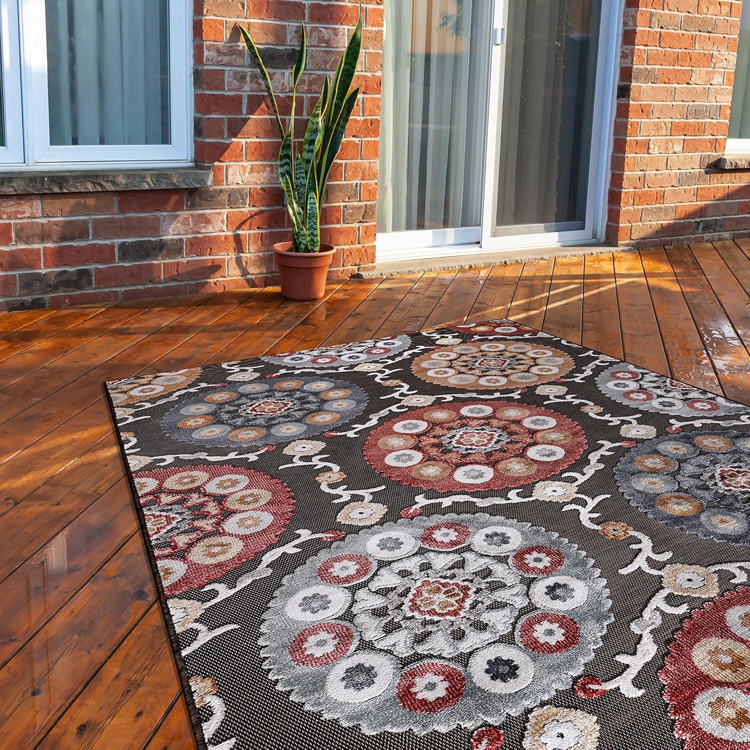 image:imageCAMILSON Runner Outdoor Rugs Oriental Retro Traditional Floral Medallion Area Rug 2x7 NonShedding Stain Resistant Indoor Carpet for Bathroom Hallway Kitchen Office 2 x 7 Beige3003 Brown