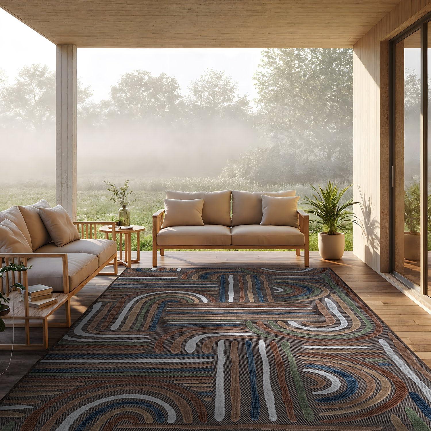 image:imageCAMILSON Runner Outdoor Rugs Oriental Retro Traditional Floral Medallion Area Rug 2x7 NonShedding Stain Resistant Indoor Carpet for Bathroom Hallway Kitchen Office 2 x 7 Beige3004 Brown