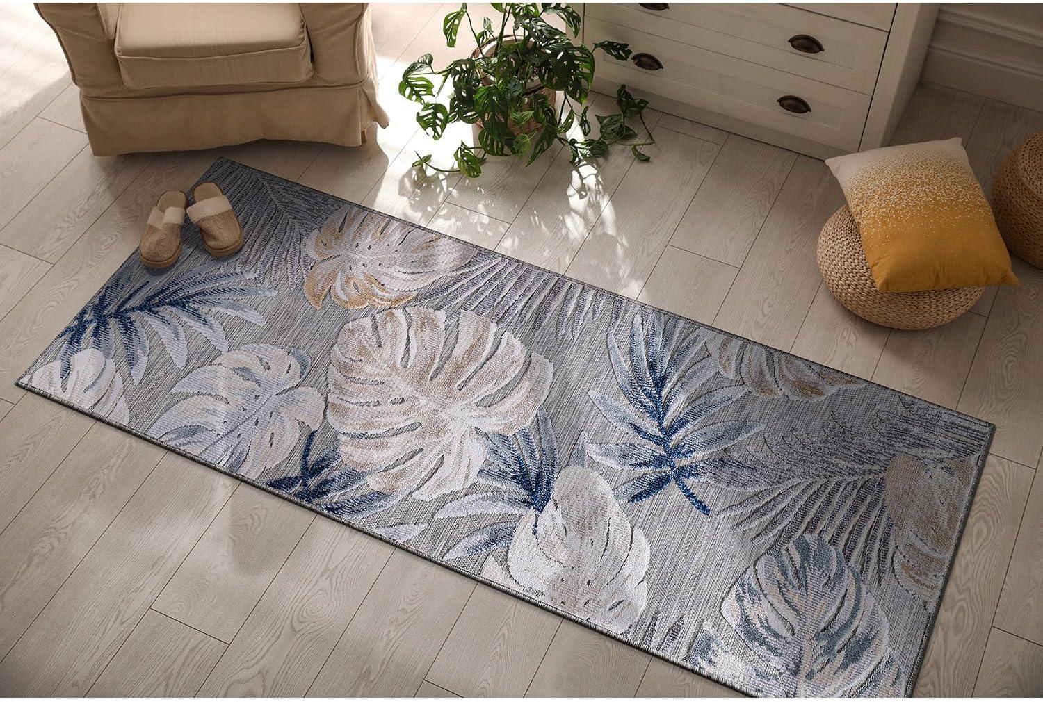 image:imageCAMILSON Runner Outdoor Rugs Oriental Retro Traditional Floral Medallion Area Rug 2x7 NonShedding Stain Resistant Indoor Carpet for Bathroom Hallway Kitchen Office 2 x 7 Beige3002 Blue