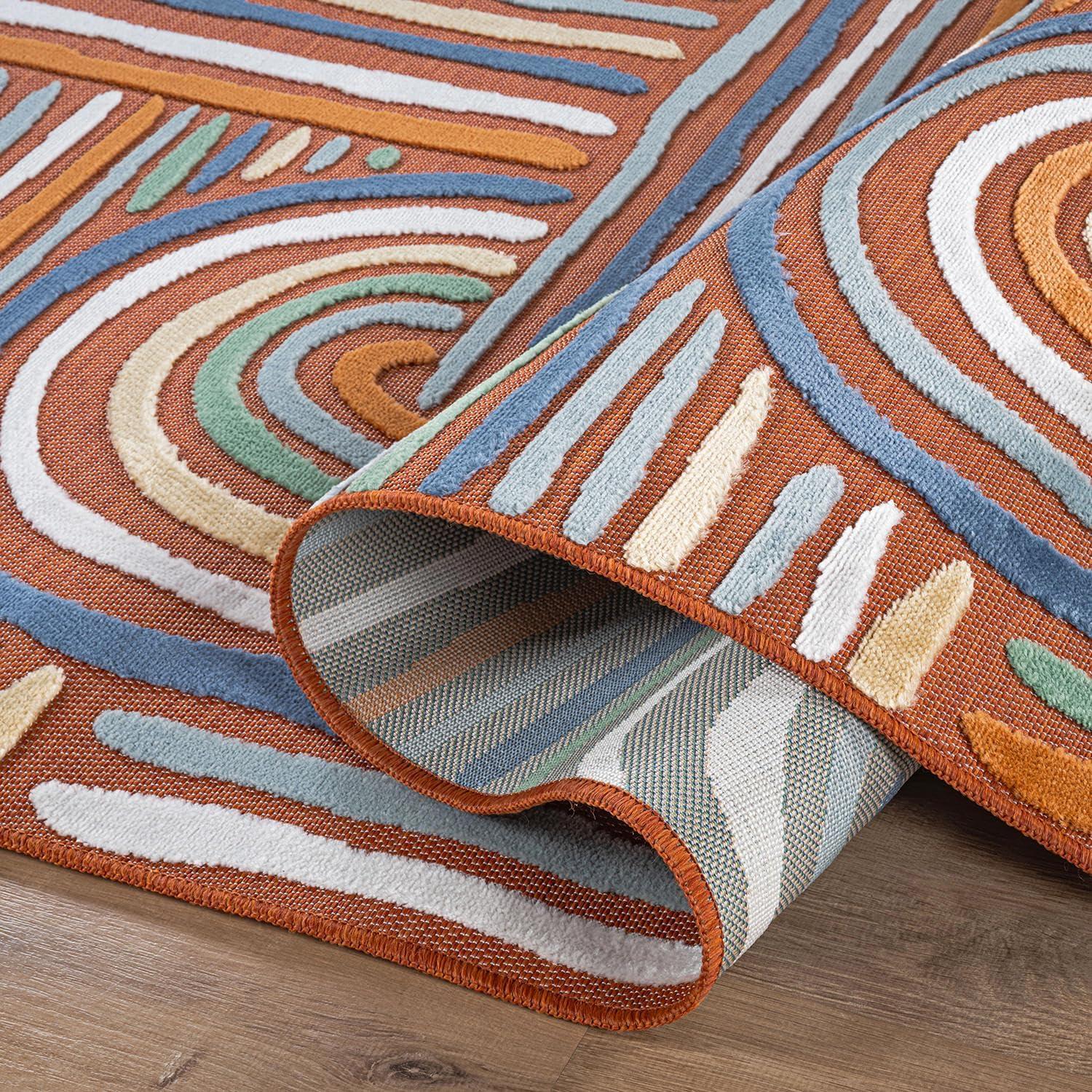 image:imageCAMILSON Runner Outdoor Rugs Oriental Retro Traditional Floral Medallion Area Rug 2x7 NonShedding Stain Resistant Indoor Carpet for Bathroom Hallway Kitchen Office 2 x 7 Beige3004 Orange