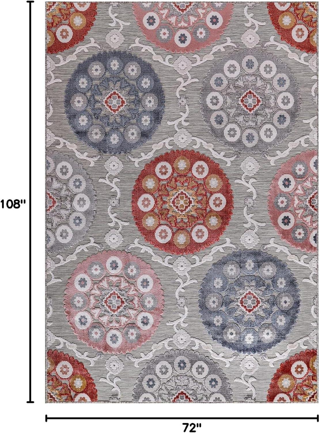 image:imageCAMILSON Runner Outdoor Rugs Oriental Retro Traditional Floral Medallion Area Rug 2x7 NonShedding Stain Resistant Indoor Carpet for Bathroom Hallway Kitchen Office 2 x 7 Beige3003 Multi Color