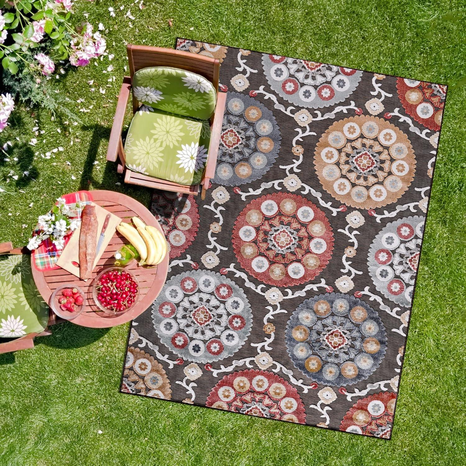 image:imageCAMILSON Runner Outdoor Rugs Oriental Retro Traditional Floral Medallion Area Rug 2x7 NonShedding Stain Resistant Indoor Carpet for Bathroom Hallway Kitchen Office 2 x 7 Beige3003 Brown