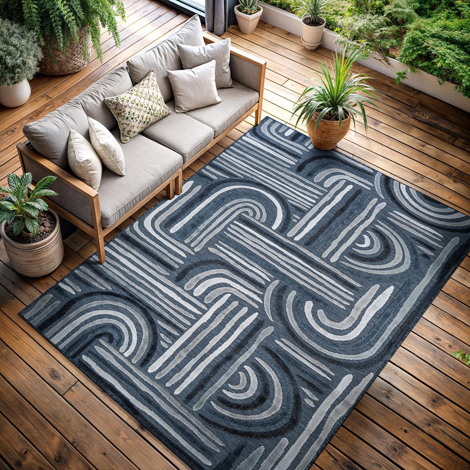 image:imageCAMILSON Runner Outdoor Rugs Oriental Retro Traditional Floral Medallion Area Rug 2x7 NonShedding Stain Resistant Indoor Carpet for Bathroom Hallway Kitchen Office 2 x 7 Beige3004 Navy