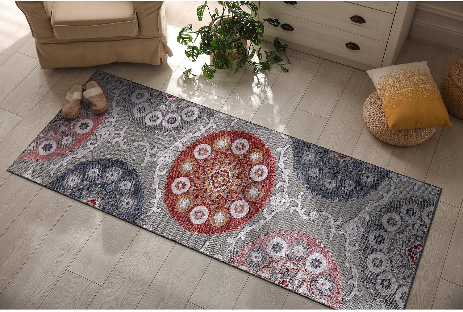 image:imageCAMILSON Runner Outdoor Rugs Oriental Retro Traditional Floral Medallion Area Rug 2x7 NonShedding Stain Resistant Indoor Carpet for Bathroom Hallway Kitchen Office 2 x 7 Beige3003 Multi Color