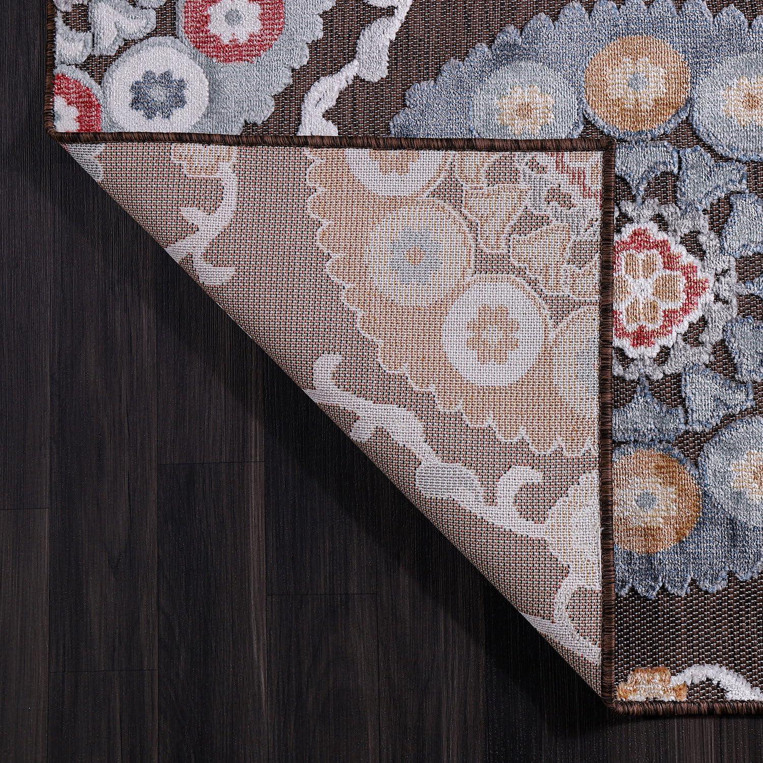 image:imageCAMILSON Runner Outdoor Rugs Oriental Retro Traditional Floral Medallion Area Rug 2x7 NonShedding Stain Resistant Indoor Carpet for Bathroom Hallway Kitchen Office 2 x 7 Beige3003 Brown