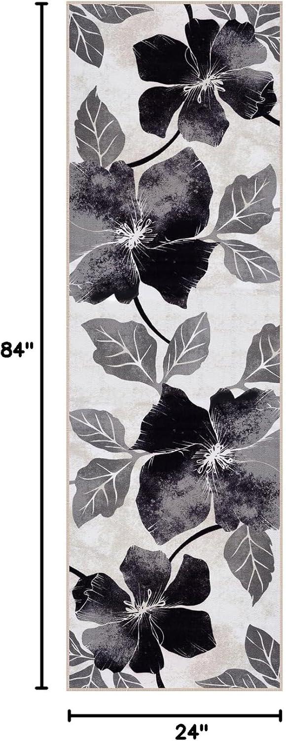 image:imageCAMILSON Solana Modern Floral 2 x 7 Area Rugs NonSkid NonSlip Rubber Backing Yellow Brown Flowers Indoor Rug 2x7 Yellow BrownFloral Black Grey