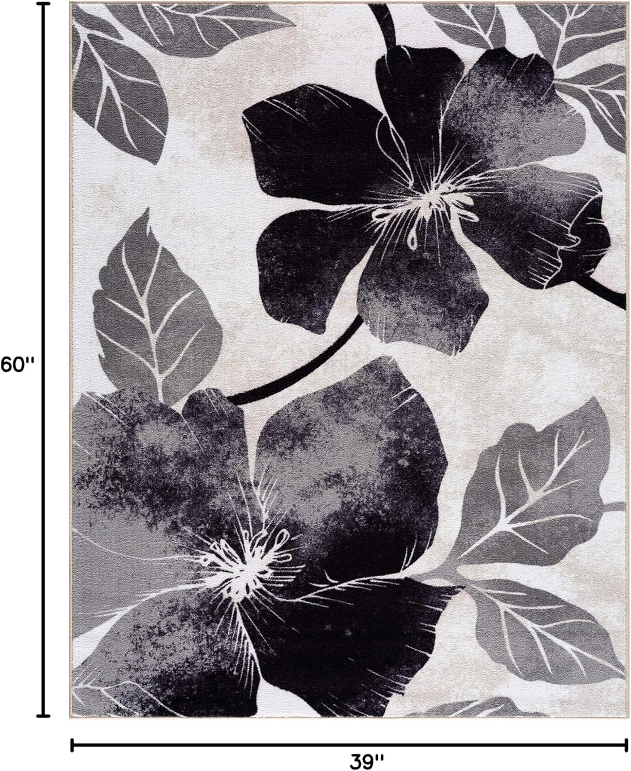 image:imageCAMILSON Solana Modern Floral 2 x 7 Area Rugs NonSkid NonSlip Rubber Backing Yellow Brown Flowers Indoor Rug 2x7 Yellow BrownFloral Black Grey