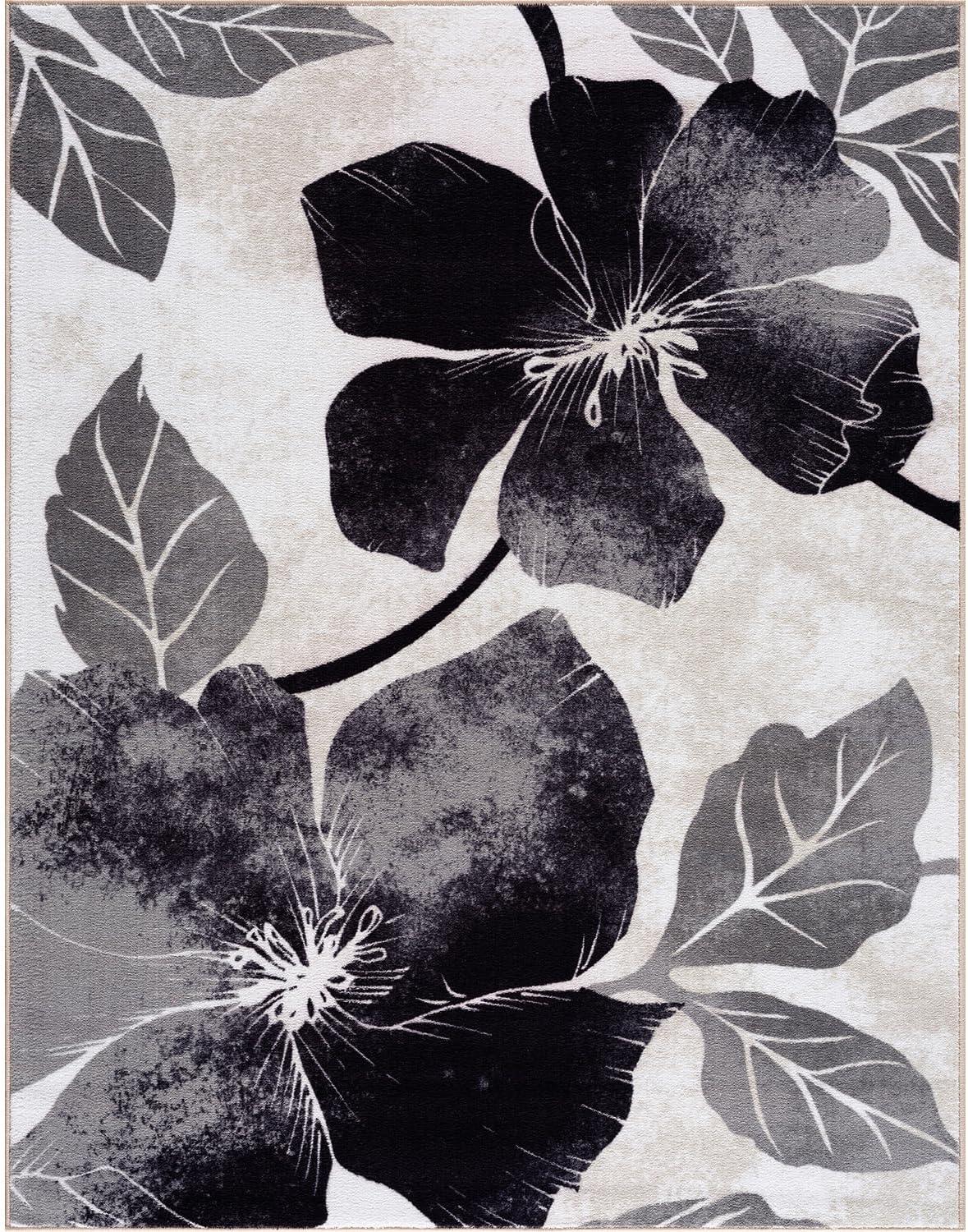 image:imageCAMILSON Solana Modern Floral 2 x 7 Area Rugs NonSkid NonSlip Rubber Backing Yellow Brown Flowers Indoor Rug 2x7 Yellow BrownFloral Black Grey