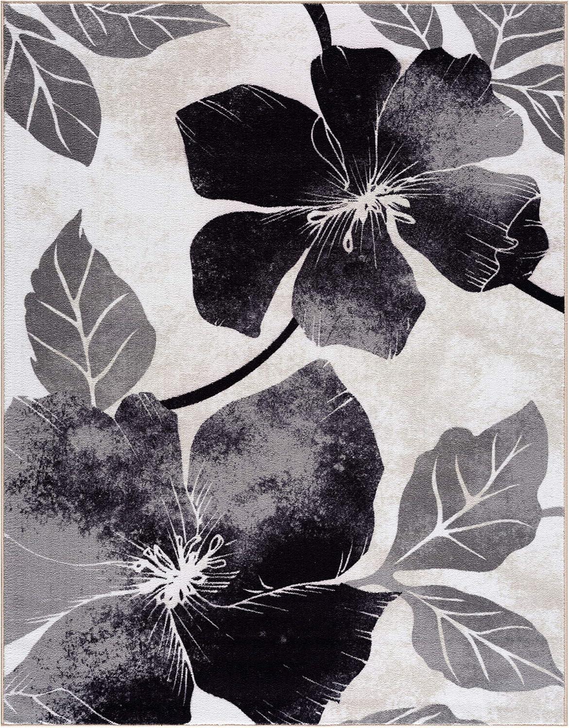 image:imageCAMILSON Solana Modern Floral 2 x 7 Area Rugs NonSkid NonSlip Rubber Backing Yellow Brown Flowers Indoor Rug 2x7 Yellow BrownFloral Black Grey