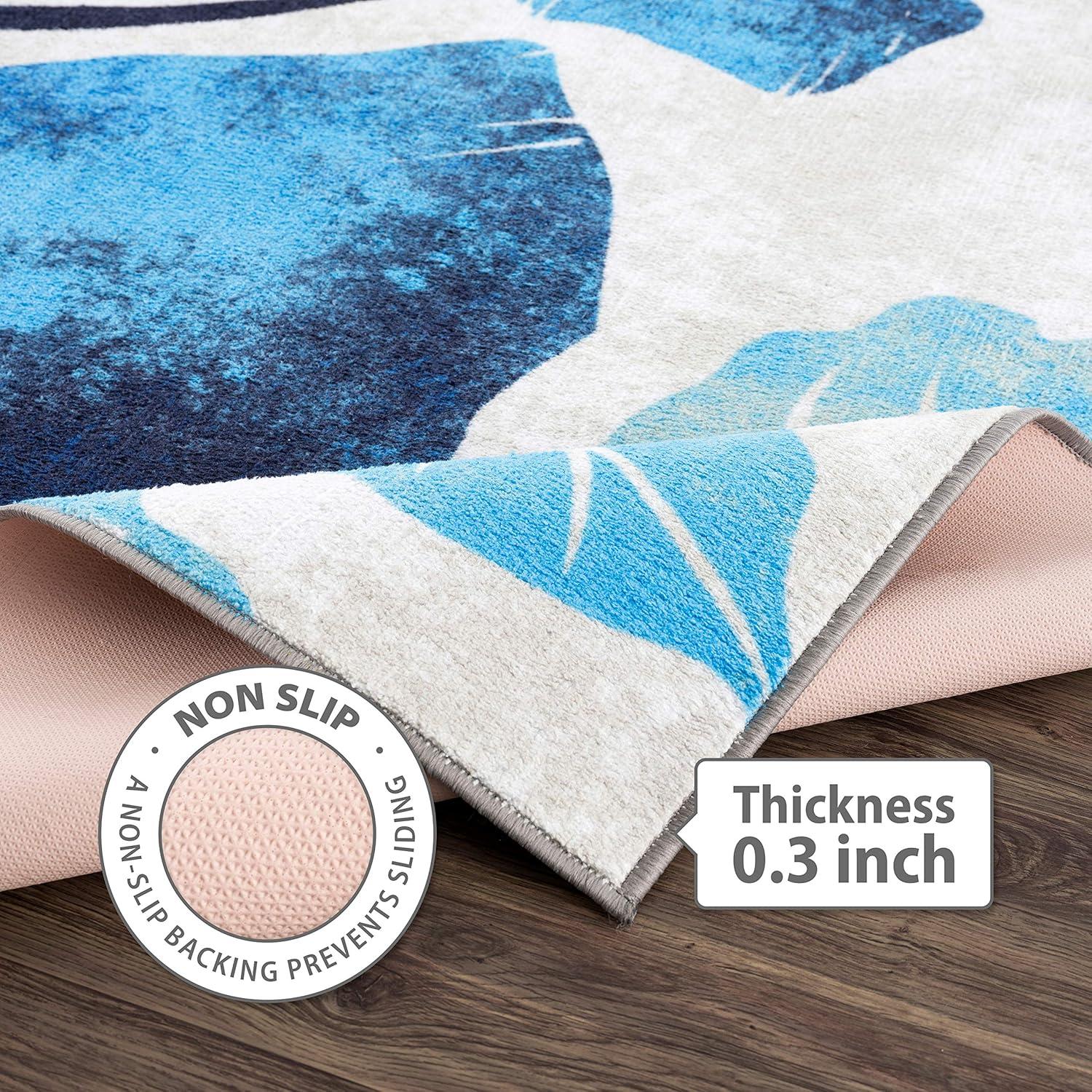 image:imageCAMILSON Solana Modern Floral 2 x 7 Area Rugs NonSkid NonSlip Rubber Backing Yellow Brown Flowers Indoor Rug 2x7 Yellow BrownFloral Blue Grey