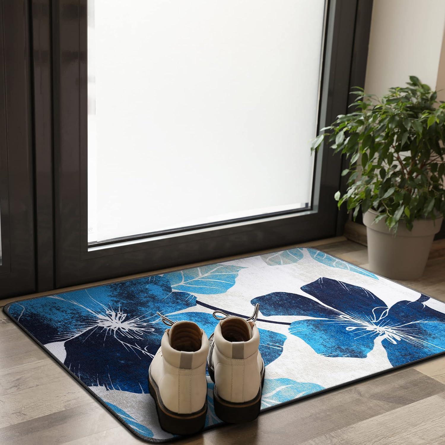 image:imageCAMILSON Solana Modern Floral 2 x 7 Area Rugs NonSkid NonSlip Rubber Backing Yellow Brown Flowers Indoor Rug 2x7 Yellow BrownFloral Blue Grey