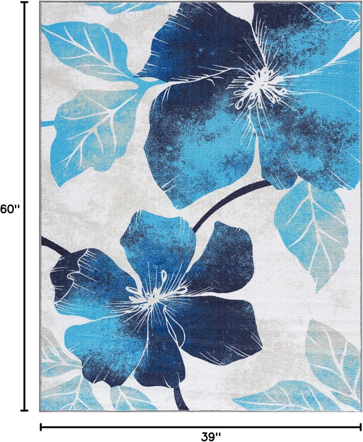 image:imageCAMILSON Solana Modern Floral 2 x 7 Area Rugs NonSkid NonSlip Rubber Backing Yellow Brown Flowers Indoor Rug 2x7 Yellow BrownFloral Blue Grey