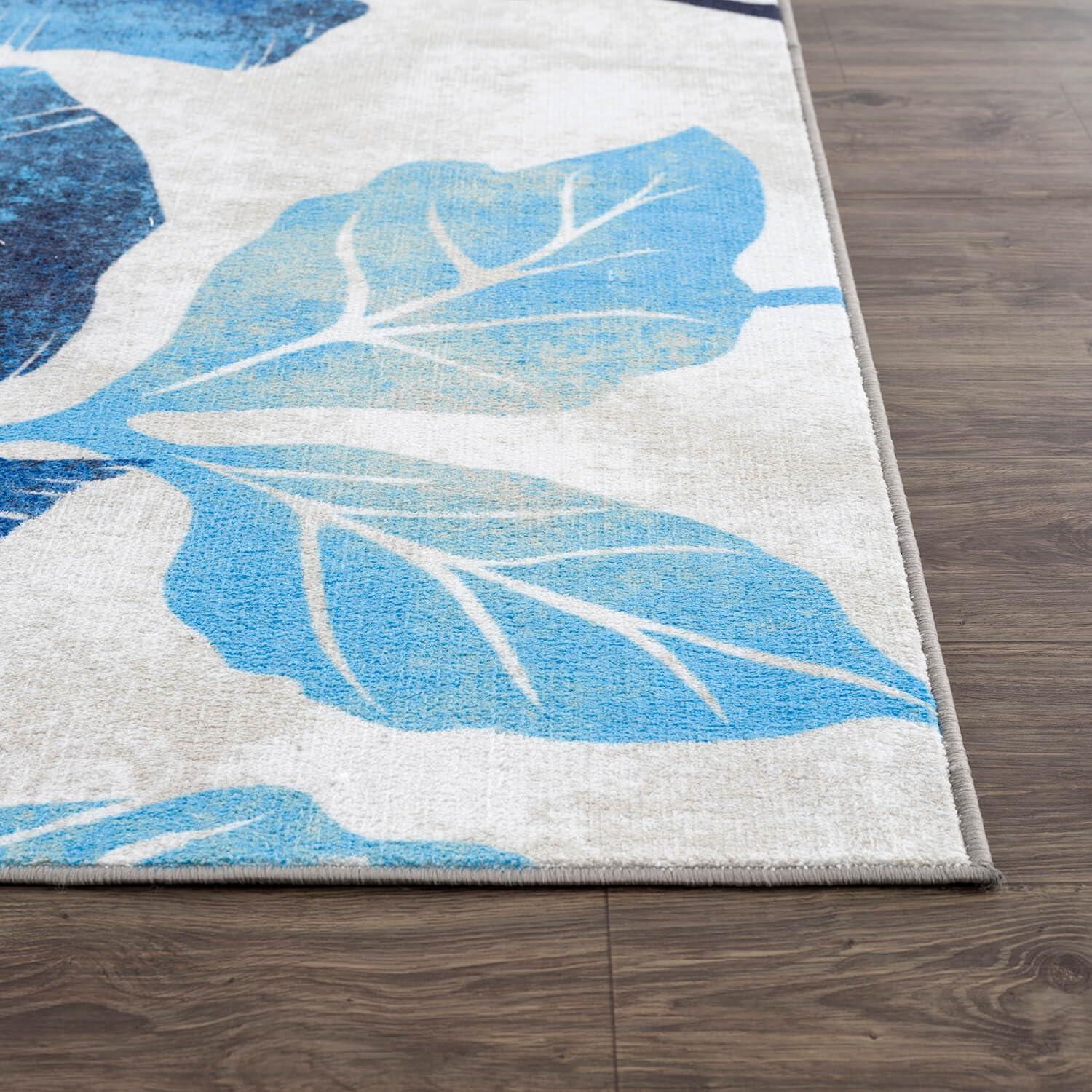 image:imageCAMILSON Solana Modern Floral 2 x 7 Area Rugs NonSkid NonSlip Rubber Backing Yellow Brown Flowers Indoor Rug 2x7 Yellow BrownFloral Blue Grey