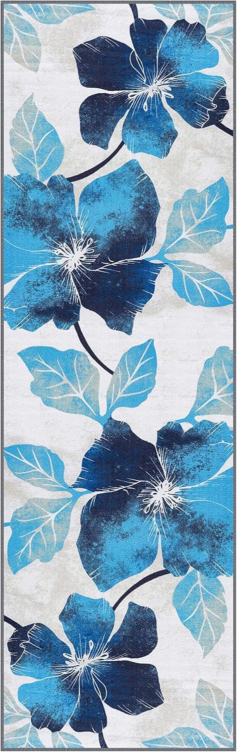 image:imageCAMILSON Solana Modern Floral 2 x 7 Area Rugs NonSkid NonSlip Rubber Backing Yellow Brown Flowers Indoor Rug 2x7 Yellow BrownFloral Blue Grey