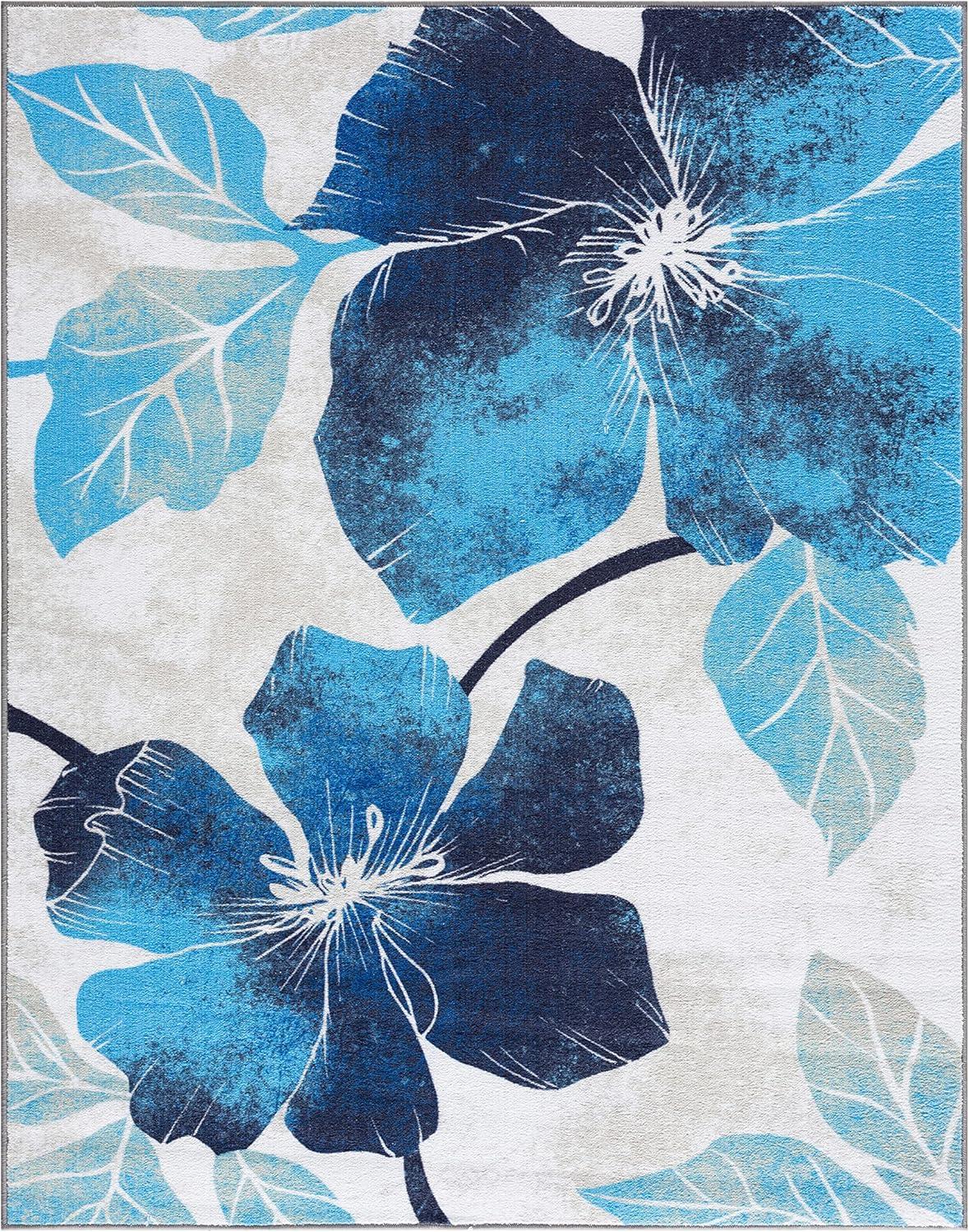 image:imageCAMILSON Solana Modern Floral 2 x 7 Area Rugs NonSkid NonSlip Rubber Backing Yellow Brown Flowers Indoor Rug 2x7 Yellow BrownFloral Blue Grey