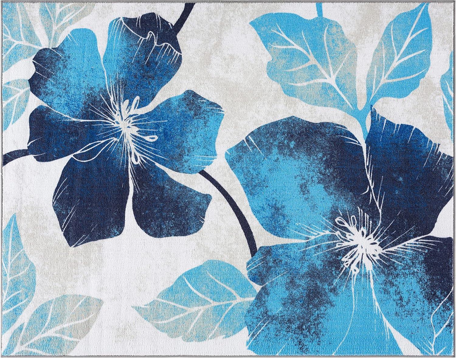 image:imageCAMILSON Solana Modern Floral 2 x 7 Area Rugs NonSkid NonSlip Rubber Backing Yellow Brown Flowers Indoor Rug 2x7 Yellow BrownFloral Blue Grey