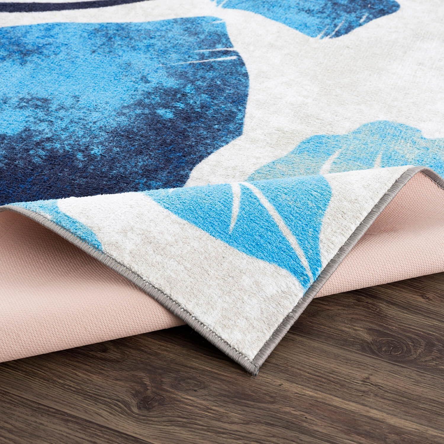 image:imageCAMILSON Solana Modern Floral 2 x 7 Area Rugs NonSkid NonSlip Rubber Backing Yellow Brown Flowers Indoor Rug 2x7 Yellow BrownFloral Blue Grey