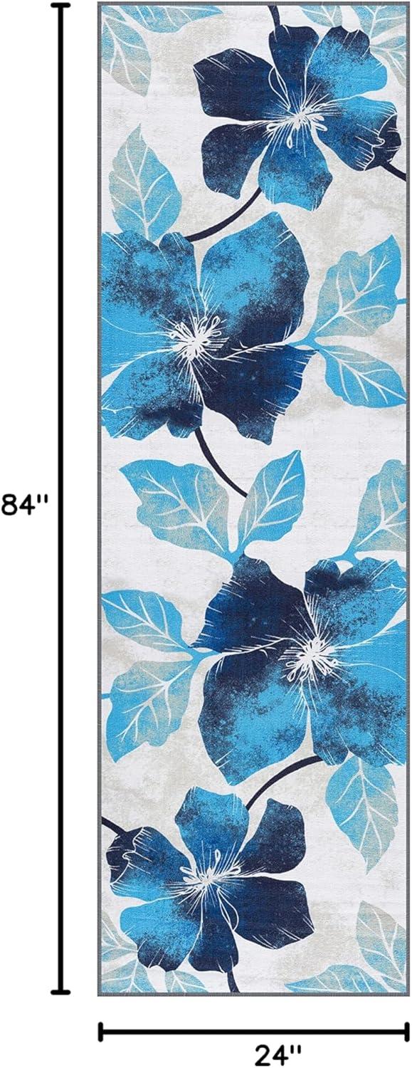 image:imageCAMILSON Solana Modern Floral 2 x 7 Area Rugs NonSkid NonSlip Rubber Backing Yellow Brown Flowers Indoor Rug 2x7 Yellow BrownFloral Blue Grey