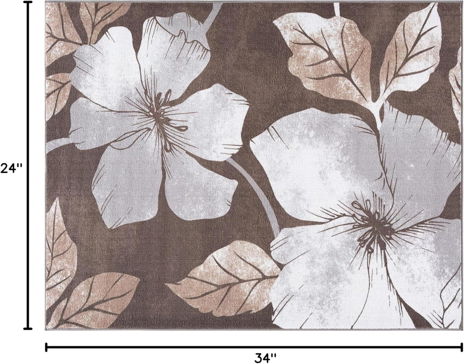 image:imageCAMILSON Solana Modern Floral 2 x 7 Area Rugs NonSkid NonSlip Rubber Backing Yellow Brown Flowers Indoor Rug 2x7 Yellow BrownFloral Grey Brown