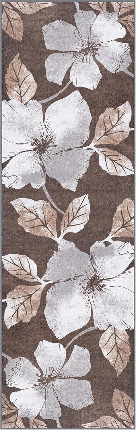 image:imageCAMILSON Solana Modern Floral 2 x 7 Area Rugs NonSkid NonSlip Rubber Backing Yellow Brown Flowers Indoor Rug 2x7 Yellow BrownFloral Grey Brown