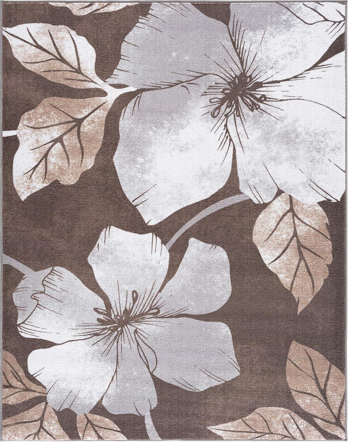 image:imageCAMILSON Solana Modern Floral 2 x 7 Area Rugs NonSkid NonSlip Rubber Backing Yellow Brown Flowers Indoor Rug 2x7 Yellow BrownFloral Grey Brown