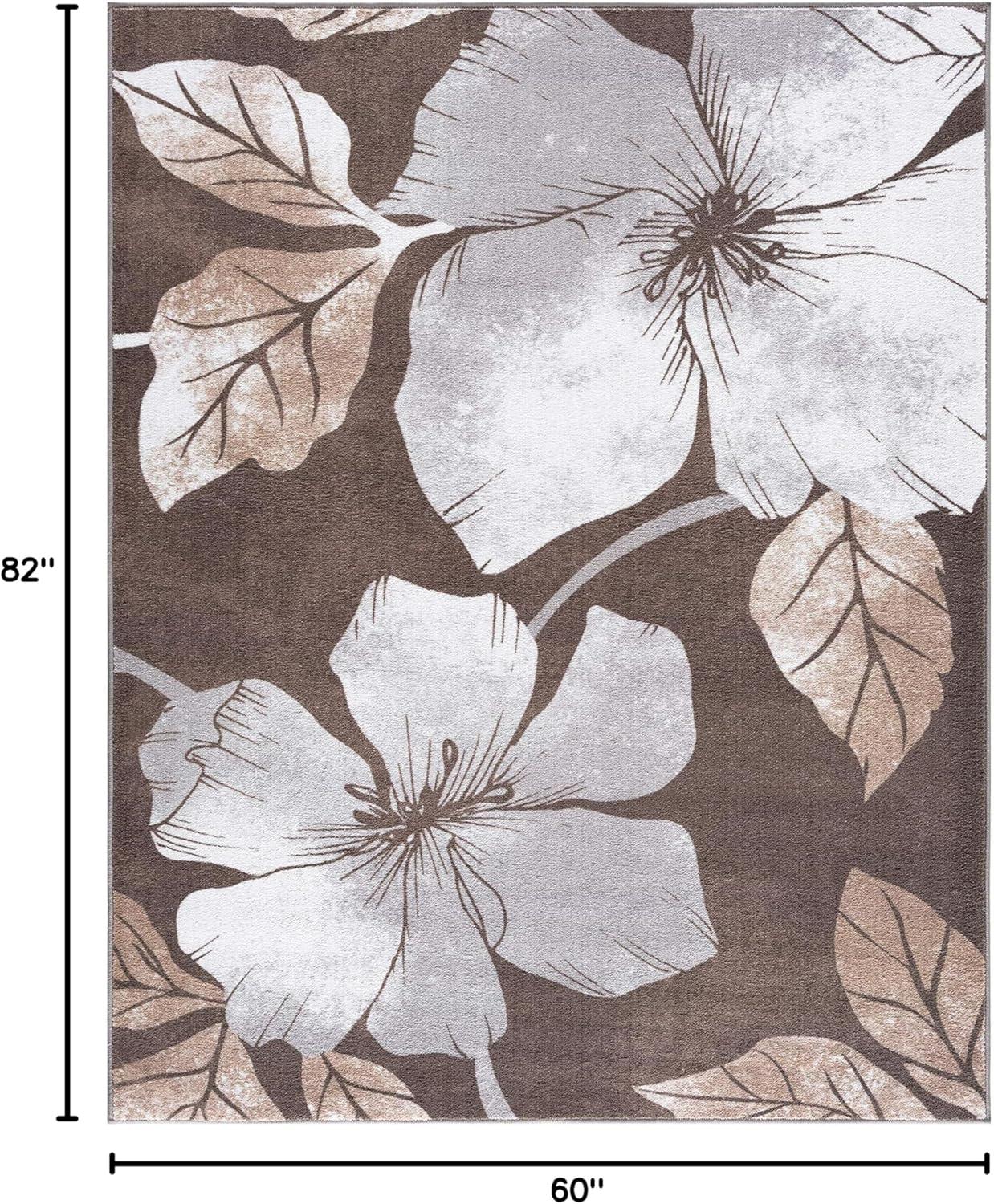image:imageCAMILSON Solana Modern Floral 2 x 7 Area Rugs NonSkid NonSlip Rubber Backing Yellow Brown Flowers Indoor Rug 2x7 Yellow BrownFloral Grey Brown