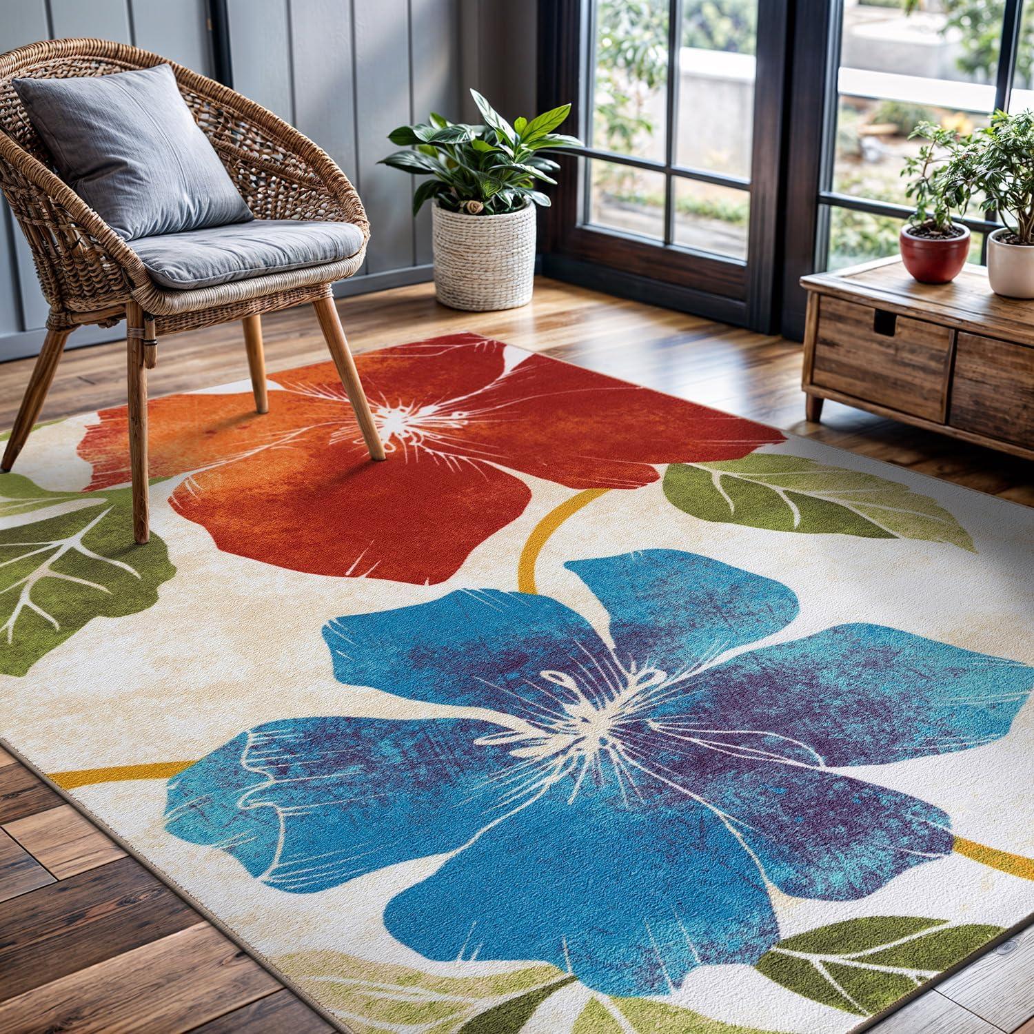 image:imageCAMILSON Solana Modern Floral 2 x 7 Area Rugs NonSkid NonSlip Rubber Backing Yellow Brown Flowers Indoor Rug 2x7 Yellow BrownFloral Multicolor
