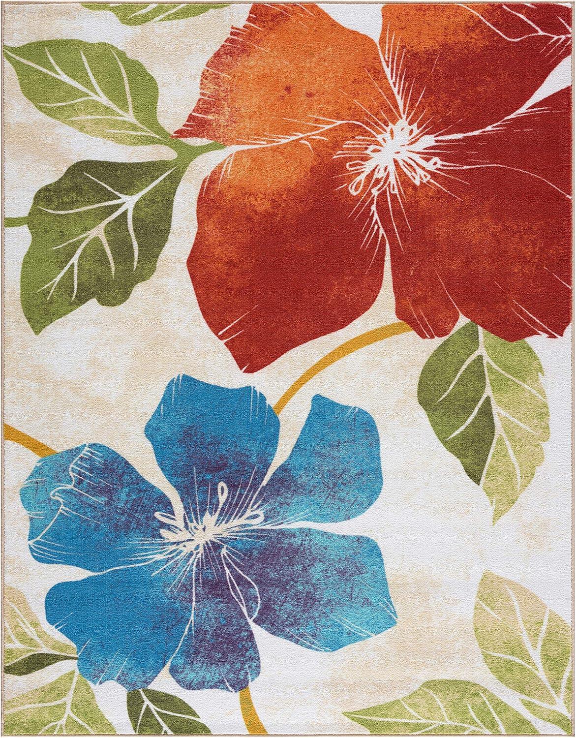 image:imageCAMILSON Solana Modern Floral 2 x 7 Area Rugs NonSkid NonSlip Rubber Backing Yellow Brown Flowers Indoor Rug 2x7 Yellow BrownFloral Multicolor