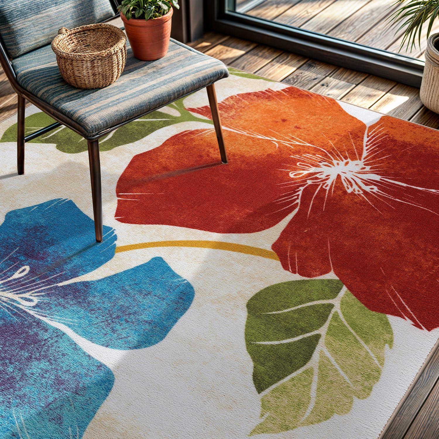 image:imageCAMILSON Solana Modern Floral 2 x 7 Area Rugs NonSkid NonSlip Rubber Backing Yellow Brown Flowers Indoor Rug 2x7 Yellow BrownFloral Multicolor