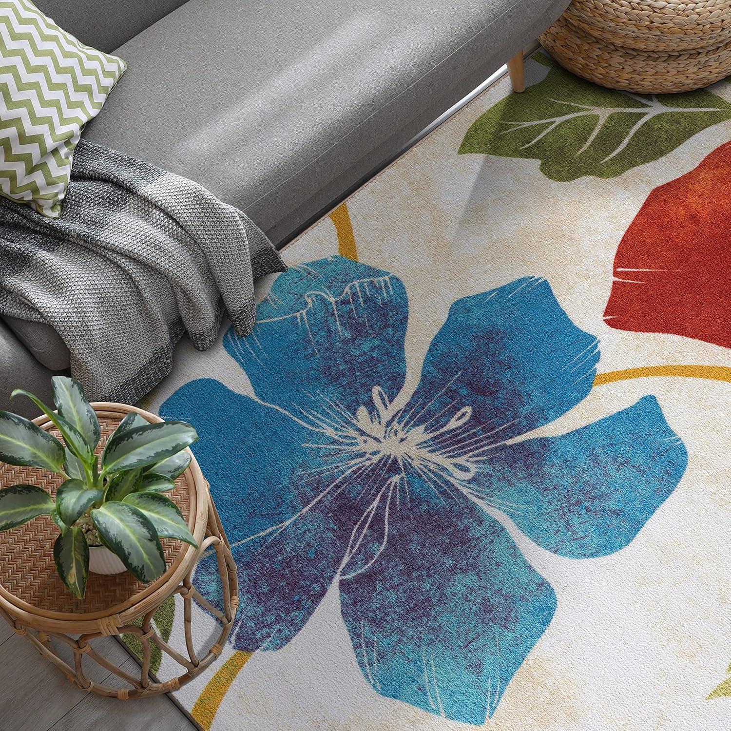 image:imageCAMILSON Solana Modern Floral 2 x 7 Area Rugs NonSkid NonSlip Rubber Backing Yellow Brown Flowers Indoor Rug 2x7 Yellow BrownFloral Multicolor