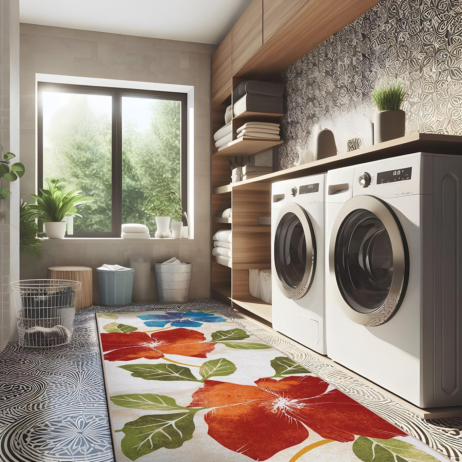 image:imageCAMILSON Solana Modern Floral 2 x 7 Area Rugs NonSkid NonSlip Rubber Backing Yellow Brown Flowers Indoor Rug 2x7 Yellow BrownFloral Multicolor