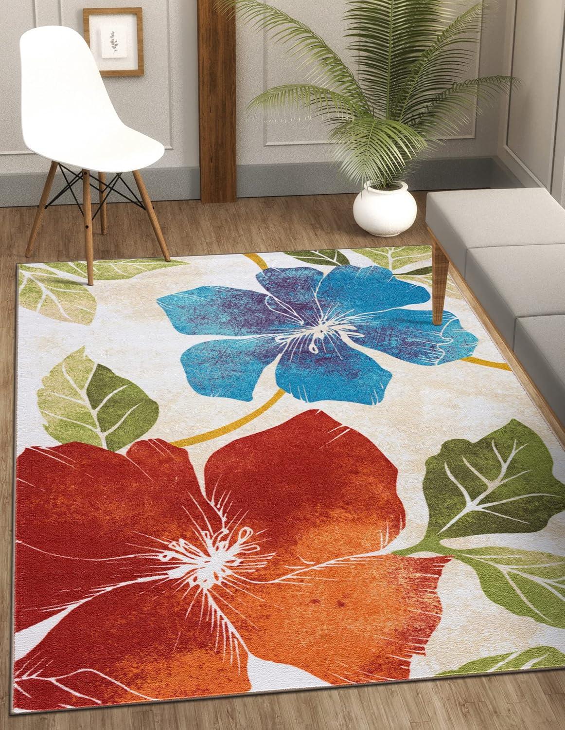 image:imageCAMILSON Solana Modern Floral 2 x 7 Area Rugs NonSkid NonSlip Rubber Backing Yellow Brown Flowers Indoor Rug 2x7 Yellow BrownFloral Multicolor