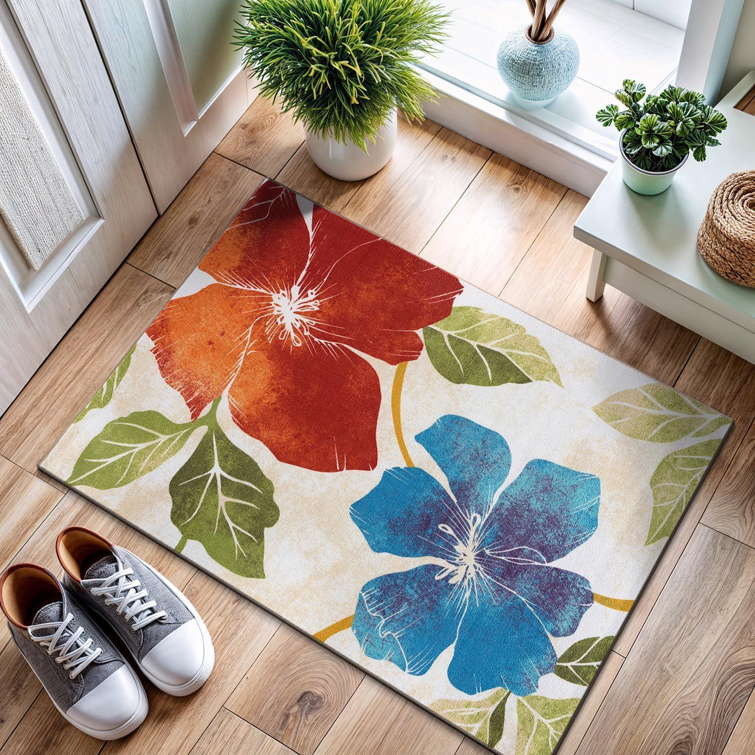 image:imageCAMILSON Solana Modern Floral 2 x 7 Area Rugs NonSkid NonSlip Rubber Backing Yellow Brown Flowers Indoor Rug 2x7 Yellow BrownFloral Multicolor