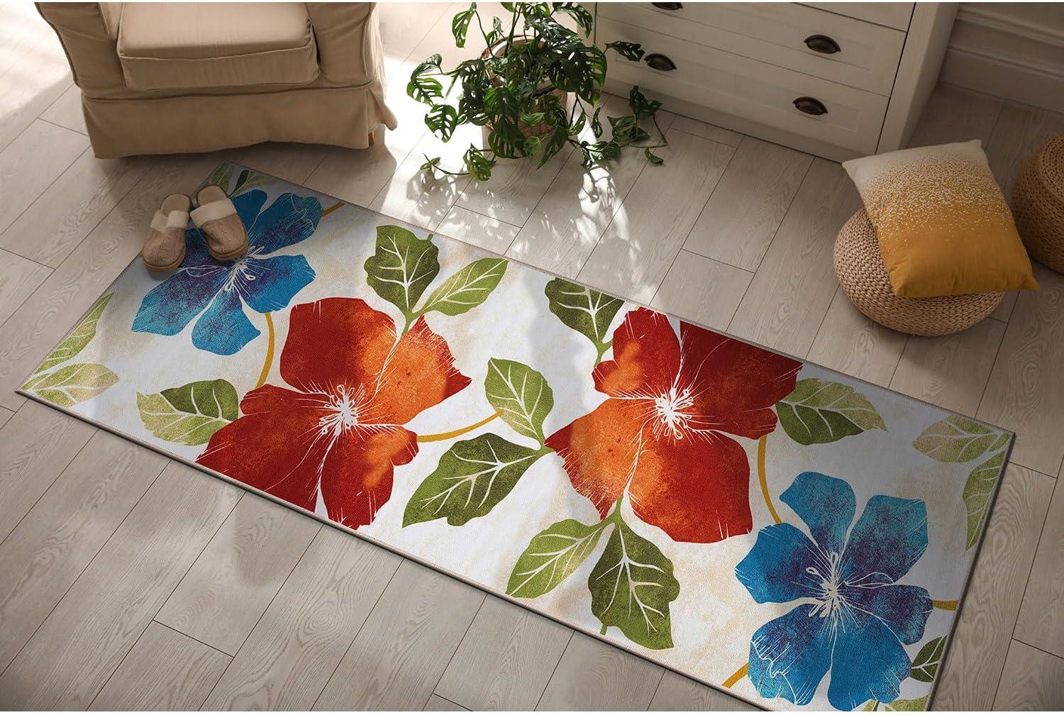 image:imageCAMILSON Solana Modern Floral 2 x 7 Area Rugs NonSkid NonSlip Rubber Backing Yellow Brown Flowers Indoor Rug 2x7 Yellow BrownFloral Multicolor