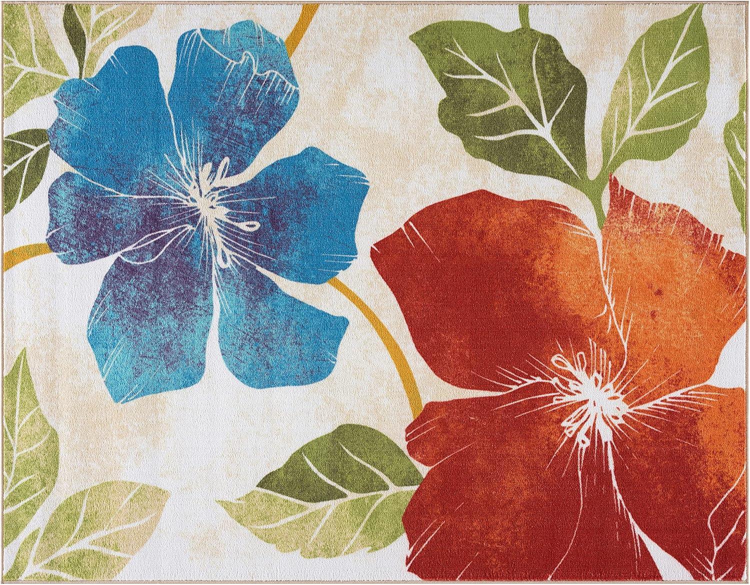 image:imageCAMILSON Solana Modern Floral 2 x 7 Area Rugs NonSkid NonSlip Rubber Backing Yellow Brown Flowers Indoor Rug 2x7 Yellow BrownFloral Multicolor