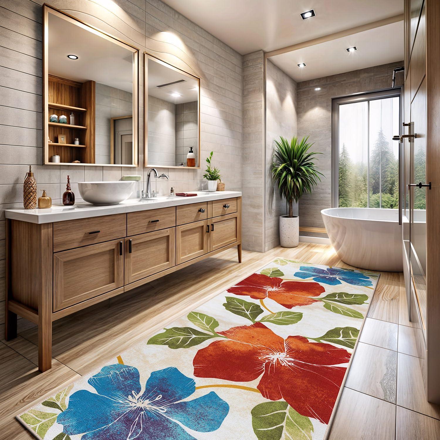 image:imageCAMILSON Solana Modern Floral 2 x 7 Area Rugs NonSkid NonSlip Rubber Backing Yellow Brown Flowers Indoor Rug 2x7 Yellow BrownFloral Multicolor
